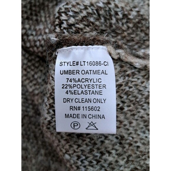 Lush Sweater Womens S Zebra Stripes Brown Mock Neck Long Sleeve Soft NWT - Picture 6 of 8